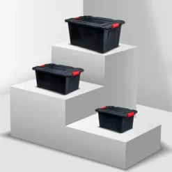 5Five opbergbox/opbergkrat - 100 Liter - zwart - kunststof