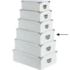 5Five Opbergdoos/box - wit - L40 x B26.5 x H14 cm - Karton