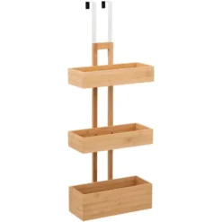 5Five Opbergmanden deur - 3-laags - bamboe - bruin - 28x19x75cm