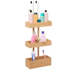 5Five Opbergmanden deur - 3-laags - bamboe - bruin - 28x19x75cm
