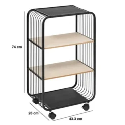 5Five Opbergrekje 3 laags met planken - metaal - 43 x 28 x 74 cm