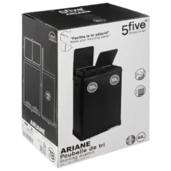 5Five Pedaalemmer Ariane - zwart - rvs metaal - 2 x 30 Liter