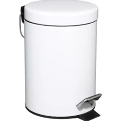 5Five Pedaalemmer - wit - metaal - 3 L - 25 cm - prullenbak