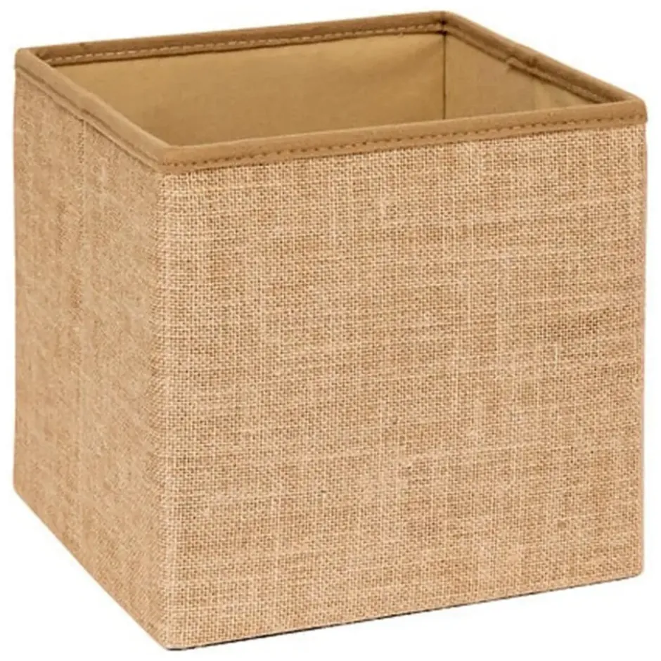 5Five Poef/hocker - opbergbox - beige - PU/MDF - 31 x 31 cm