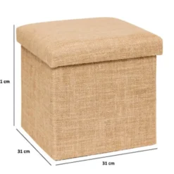 5Five Poef/hocker - opbergbox - beige - PU/MDF - 31 x 31 cm