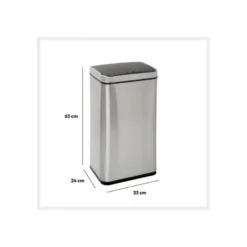 5Five Prullenbak/pedaalemmer - zilver - 40L - 33 x 24 x 66 cm