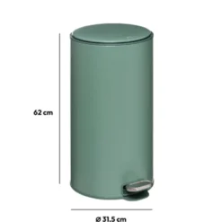 5Five Prullenbak/pedaalemmer - groen - metaal - 30 liter - 62 cm
