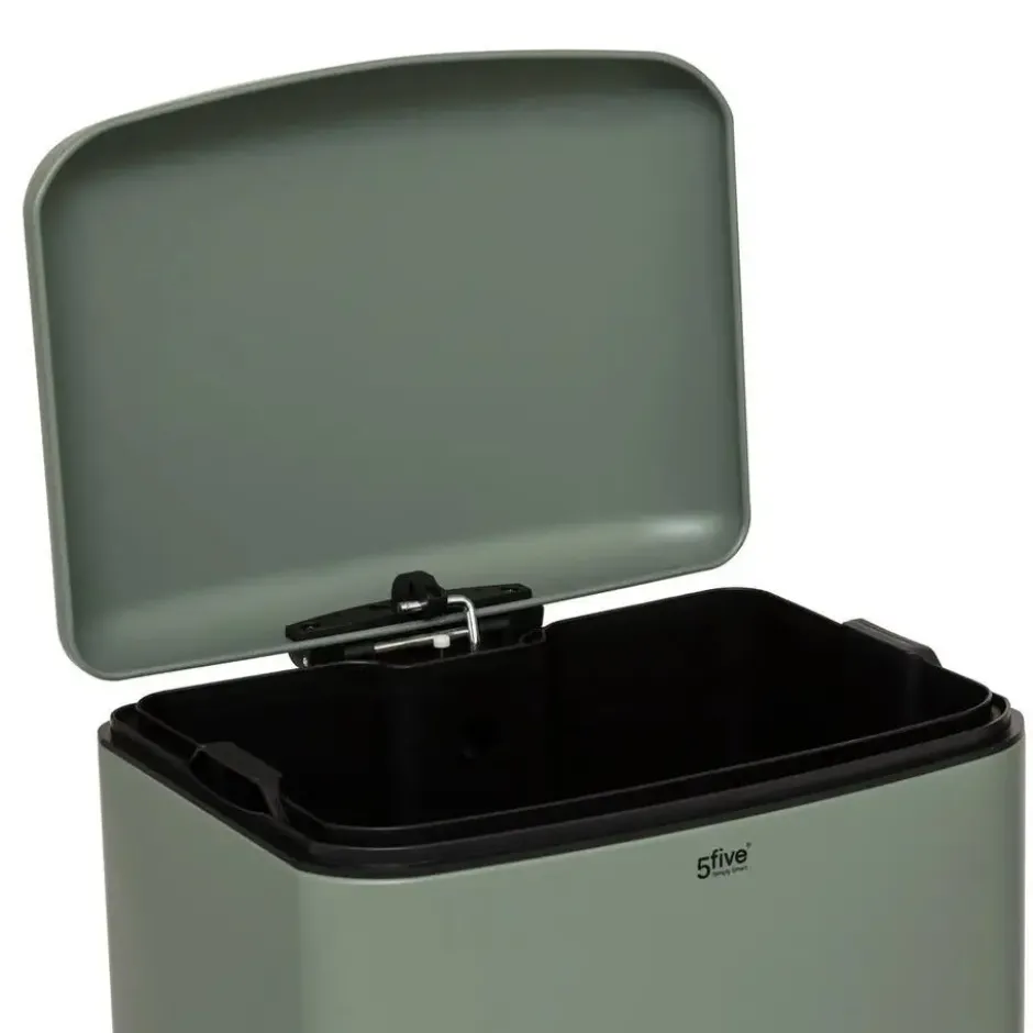 5Five Prullenbak/pedaalemmer - groen - metaal - 30L - 34 x 61 cm