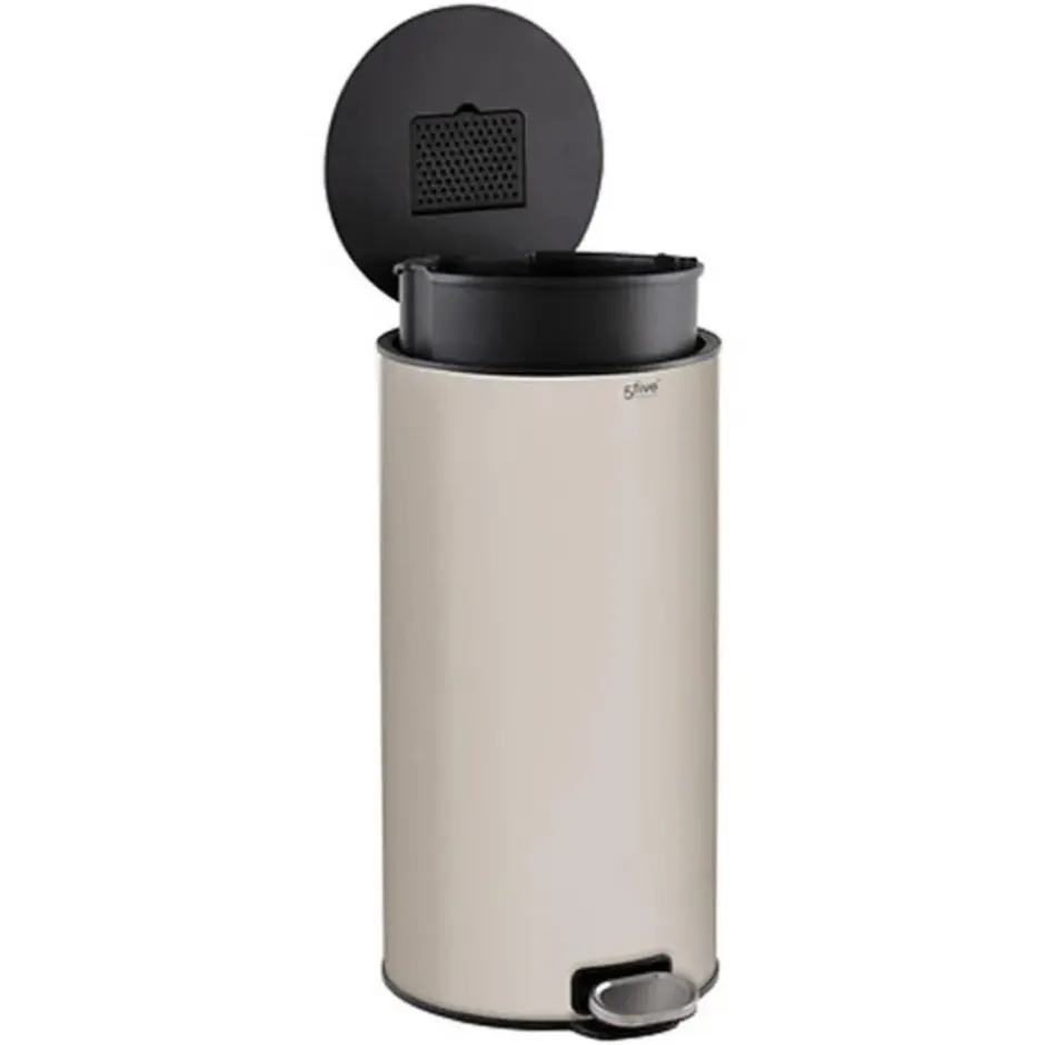 5Five Prullenbak/pedaalemmer - beige - metaal - 30 liter
