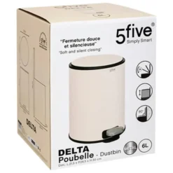 5Five Prullenbak/pedaalemmer - beige - metaal - 6 liter