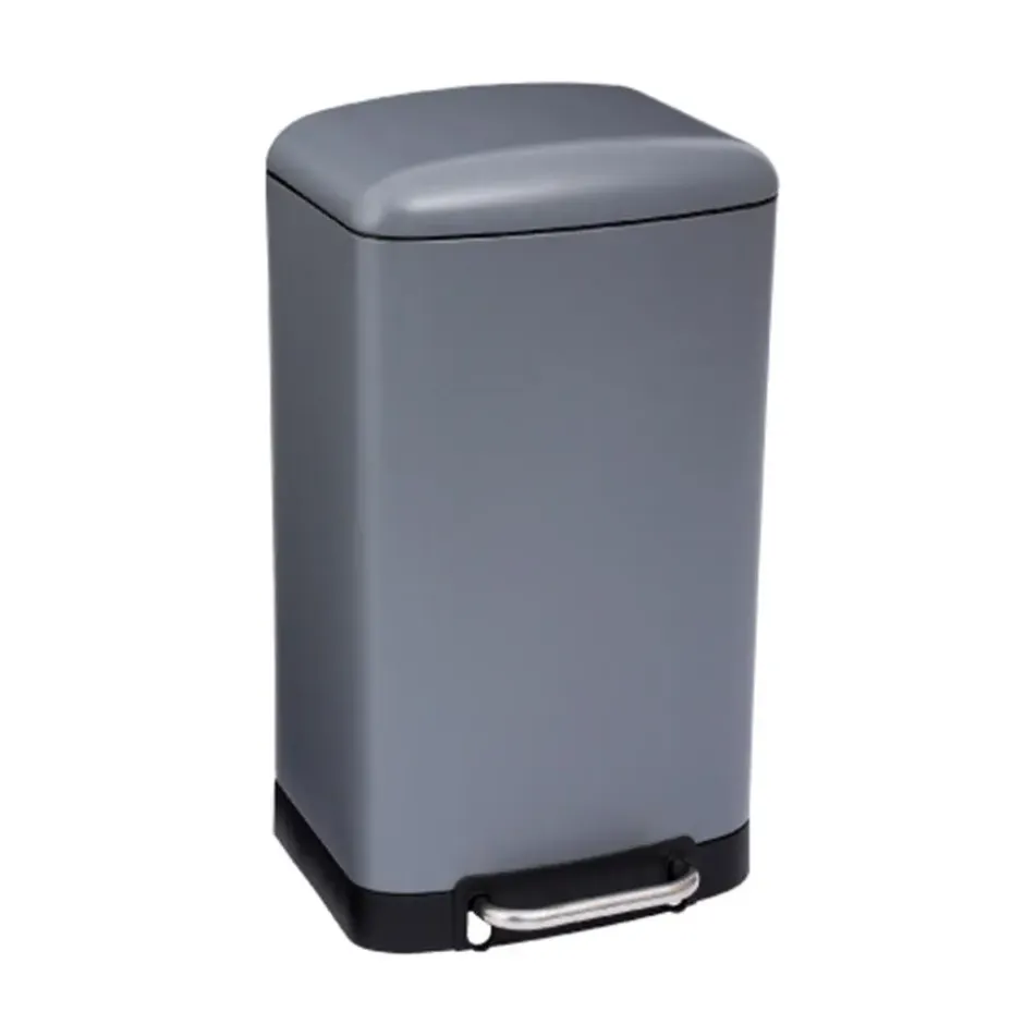 5Five Prullenbak/pedaalemmer - grijs - metaal - 30 liter - 34 x 61 cm