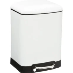 5Five Prullenbak/pedaalemmer - wit - metaal - 6 liter - 23 x 32 cm