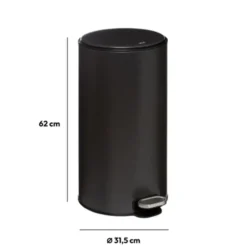 5Five Prullenbak/pedaalemmer - antraciet - metaal - 30 liter - 62 cm