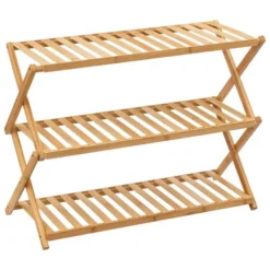 5Five Schoenenrek/schoenenkast - naturel - bamboe - 70 x 28 x 52 cm