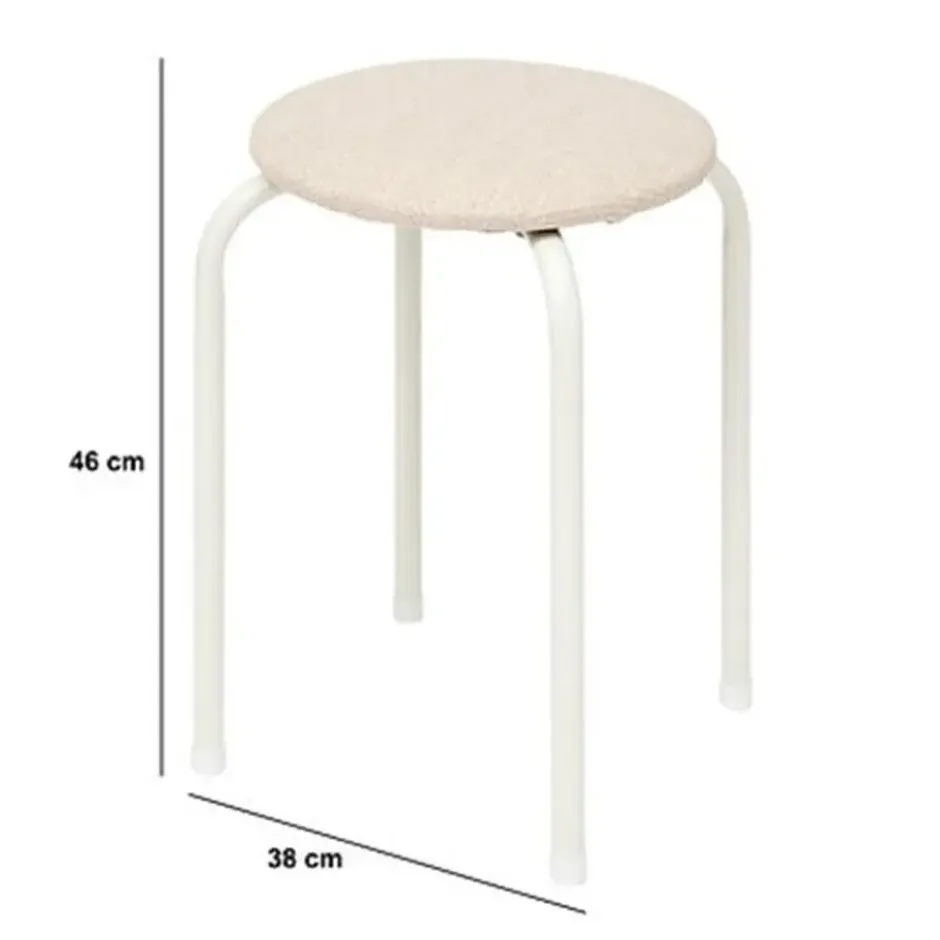 5Five Stapelbaar zit krukje - metaal/polyester - wit