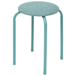 5Five Stapelbaar zit krukje - metaal/polyester - blauw