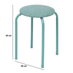 5Five Stapelbaar zit krukje - metaal/polyester - blauw