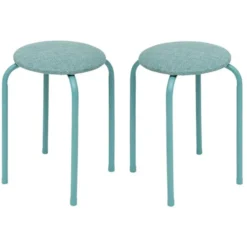 5Five Stapelbaar zit krukje - metaal/polyester - blauw