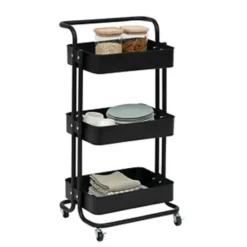 5Five Trolley - zwart - 3 laags - 45 x 36 x 86 cm - mesh metaal