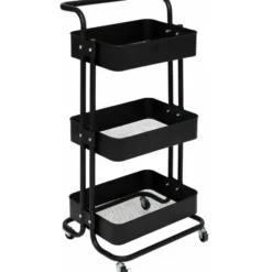 5Five Trolley - zwart - 3 laags - 45 x 36 x 86 cm - mesh metaal