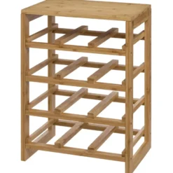 5Five Wijnrek - 4-laags - bamboe hout - 12 flessen - 35x24x47 cm
