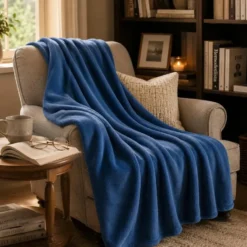 Fleece deken/plaid - blauw - 120 x 150 cm - Polyester fleece