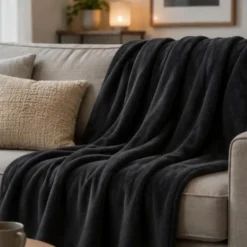 Fleece deken/plaid - zwart - 120 x 150 cm - Polyester fleece