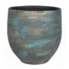 Floran Plantenpot - blauw / goud - keramiek - 14 cm