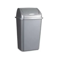 Forte Plastics Prullenbak - zilver - vuilnisbak met deksel - 15 l