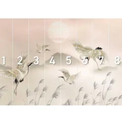 Fotobehang Kraanvogels in pastel - 260 x 384 - Beige