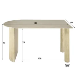 Fraaai - Dexter halfronde bartafel - 140 x 80 cm - travertin look