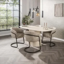 Fraaai - Giordano eettafel - deens ovaal - 180 cm - travertin look