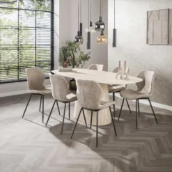 Fraaai - Giordano eettafel - deens ovaal - 180 cm - travertin look