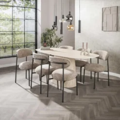 Fraaai - Giordano eettafel - deens ovaal - 180 cm - travertin look