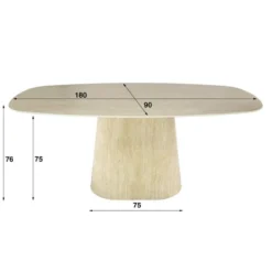 Fraaai - Giordano eettafel - deens ovaal - 180 cm - travertin look