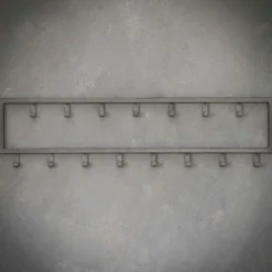 Fraaai - Kapstok industrieel 15 haken - 80 cm grijs