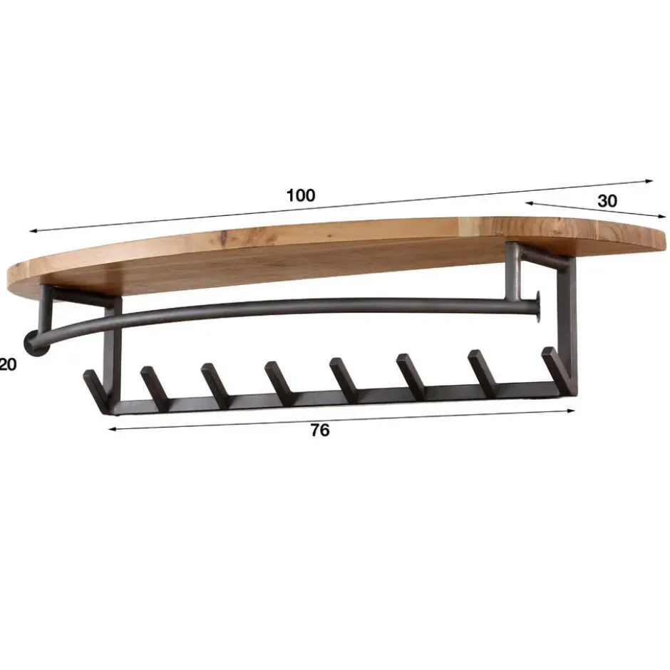 Fraaai - Leanne wandkapstok 8 haken hoedenplank