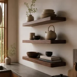 Fraaai - Marino wandplank 60 cm - set van 3 - massief acacia bruin