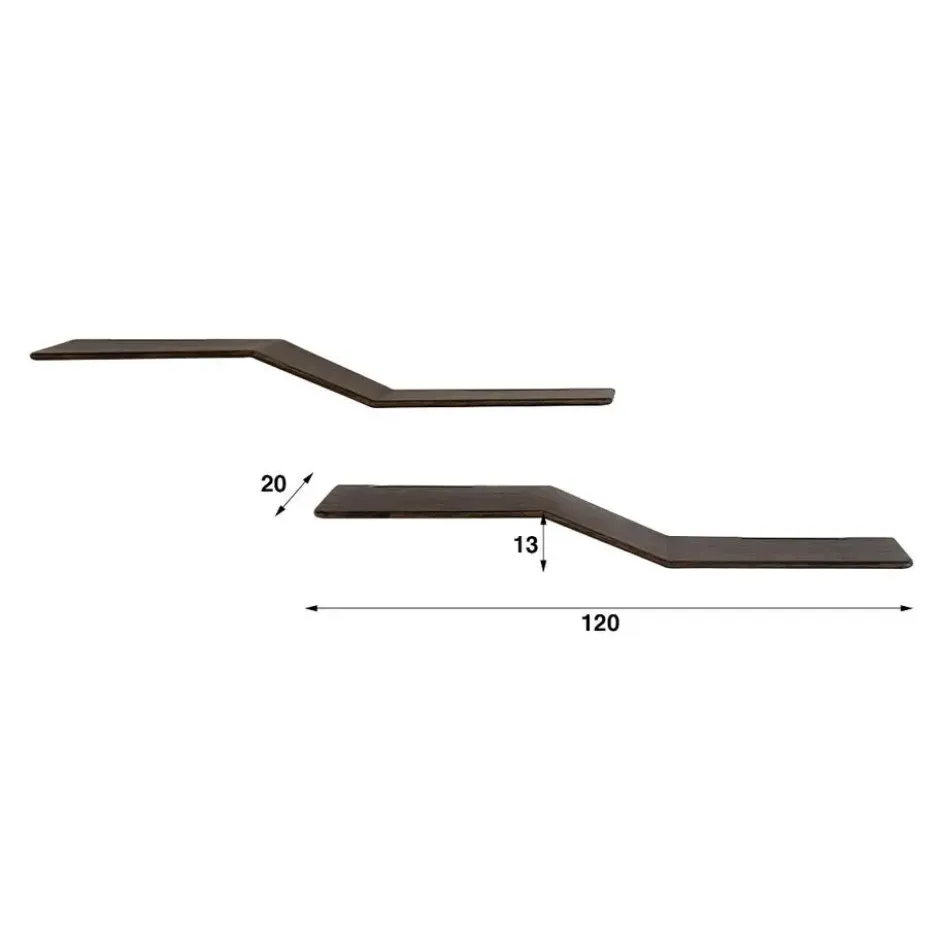 Fraaai - Rebecca wandplank teak s-vorm - set van 2 - massief teak