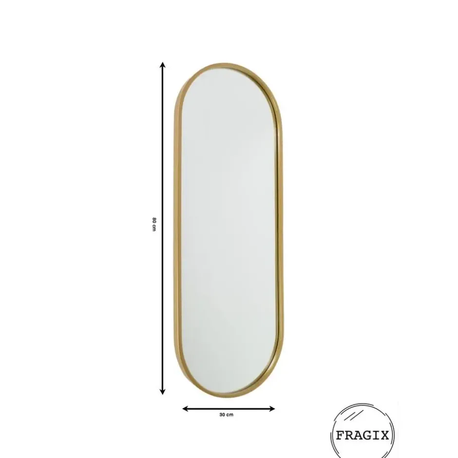 Fragix Boston Spiegel Ovaal - Goud - Metaal - 80x30