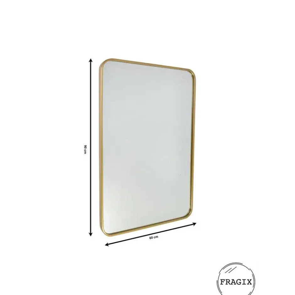 Fragix Boston Spiegel Rechthoekig - Goud - Metaal - 90x60