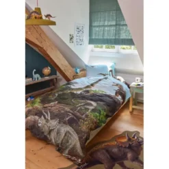 FREEK VONK Dappere Dinos dekbedovertrek - 140x200 - Naturel
