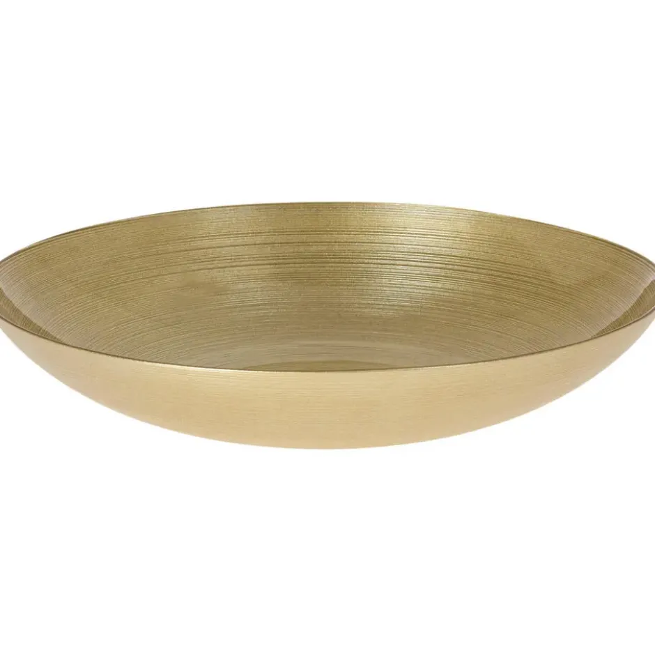 Fruitschaal - D30 cm - goud - glas - rond - decoratie schaal