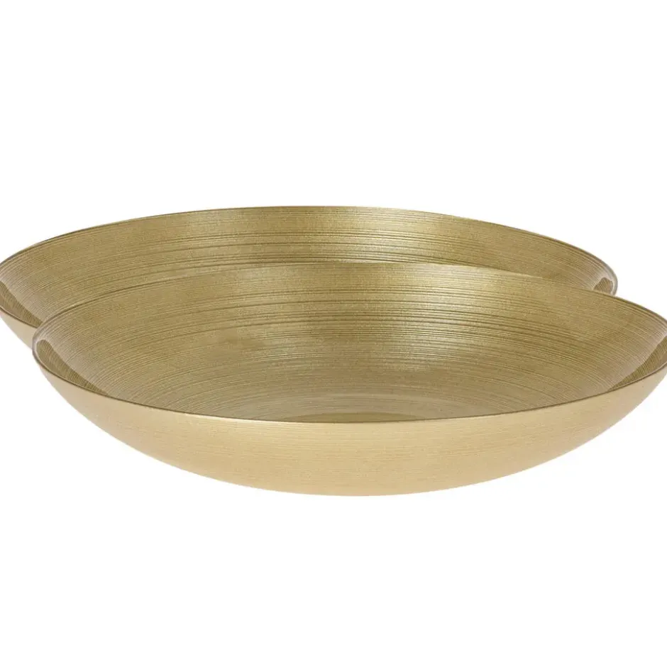 Fruitschaal - D30 cm - goud - glas - rond - decoratie schaal
