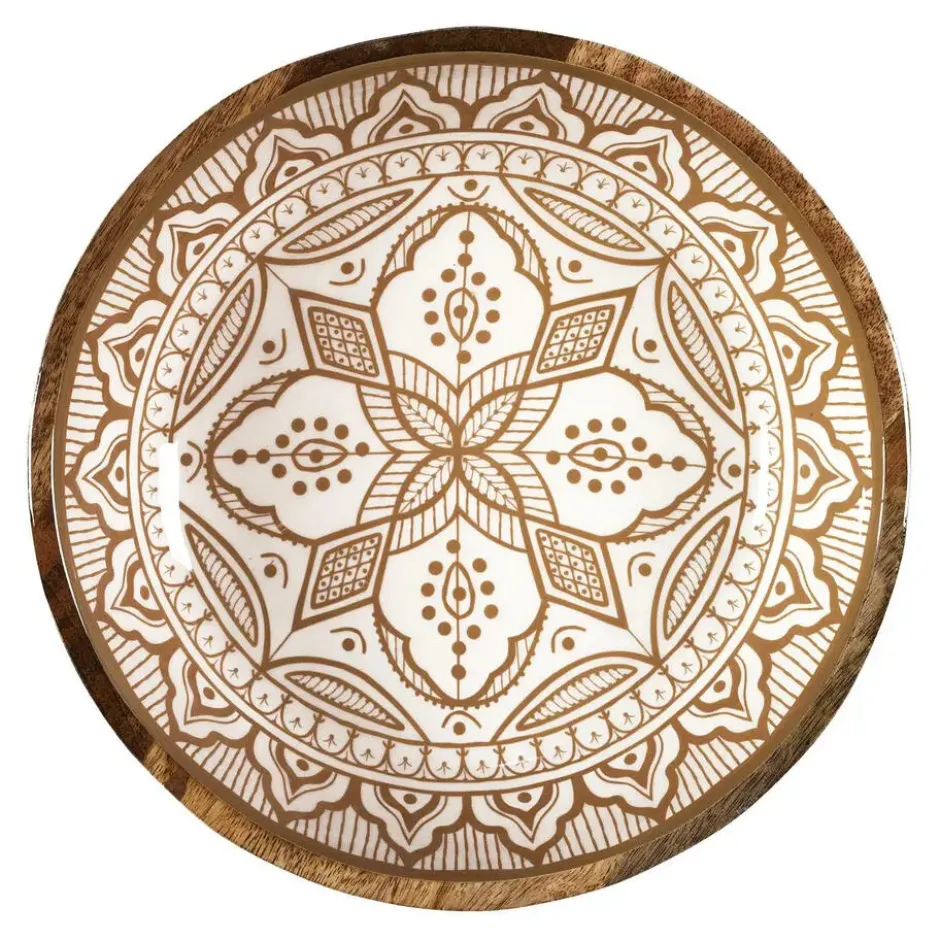 Fruitschaal/salade - serveer schaal - mango hout - D28 x H7 cm