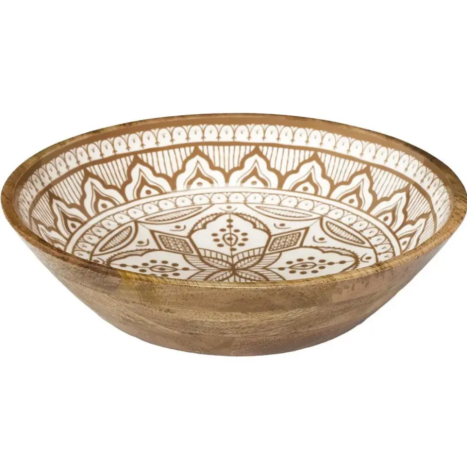 Fruitschaal/salade - serveer schaal - mango hout - D33 x H8 cm
