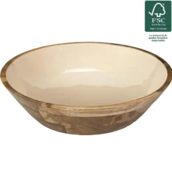 Fruitschaal/Salade - serveer schaal - mango hout - D28 x H7 cm