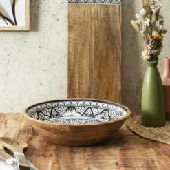 Fruitschaal/salade - serveer schaal - mango hout - D33 x H8 cm