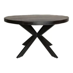 Furndea Morada eettafel industrieel rond mango hout zwart 76xØ140 cm