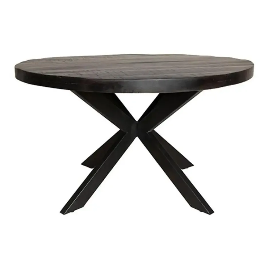 Furndea Morada eettafel industrieel rond mango hout zwart 76xØ140 cm